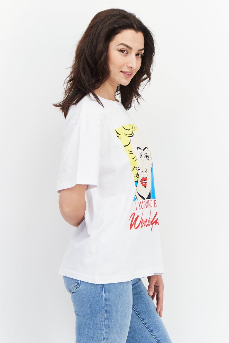 Marilyn Monroe Women Crew Neck Short Sleeve Graphic T-shirt, White - Image 4